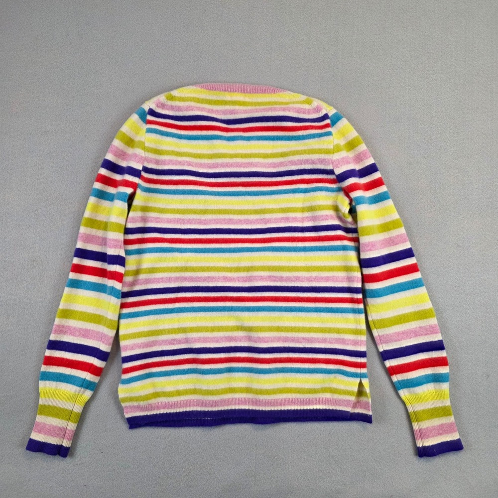 J. Crew Womens 100% Cashmere Rainbow Stripe Crewneck Sweater Multi Color Small - Picture 2 of 7